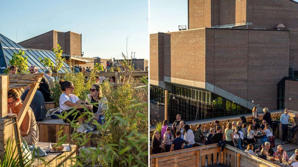 Über zwei Ebenen erstreckt sich die Rooftop Bar auf dem Fat Cat München